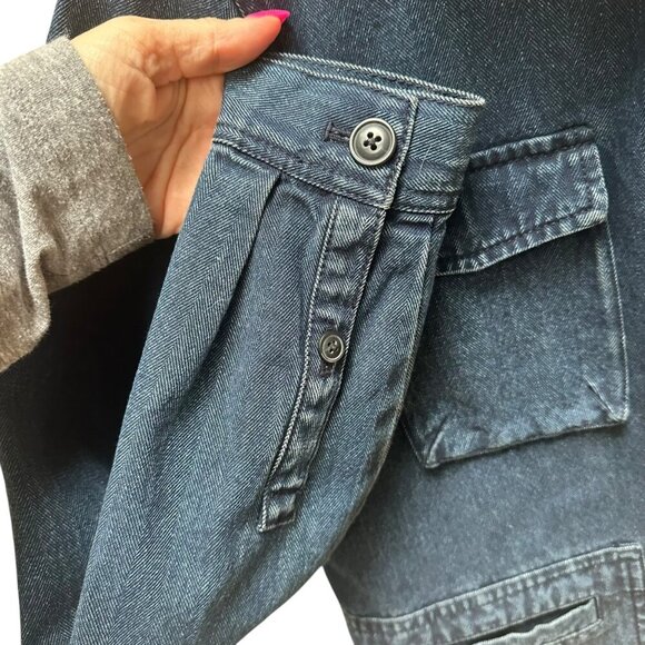 J.Crew 4 Pocket Blue Denim Button-Up Jacket Neutral Boho Classic Preppy Size S - Picture 5 of 8